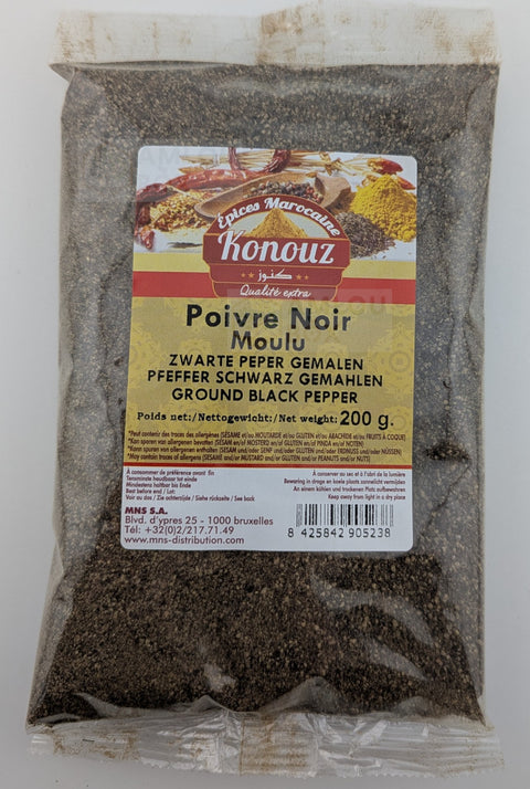 Konouz - Schwarzer Pfeffer (Fein gemahlen), 200g